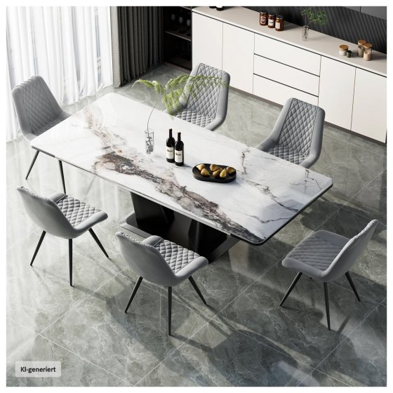 Esszimmerstuhl Astrid 4er-Set Kunstleder Grau 