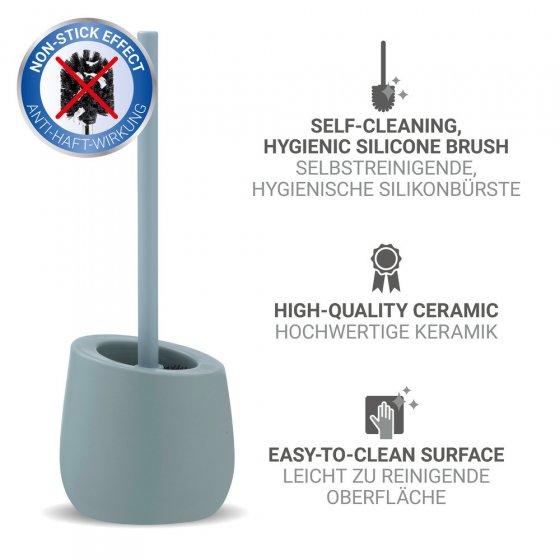 WC-Garnitur Mod. Badi Blaugrau Keramik, mit Silikon-Bürstenkopf 