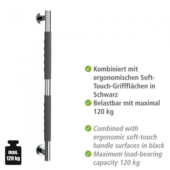 Edelstahl Wandhaltegriff Mod. Secura 65,5 cm, Bad-Sicherheitsgriff, belastbar bis 120 kg