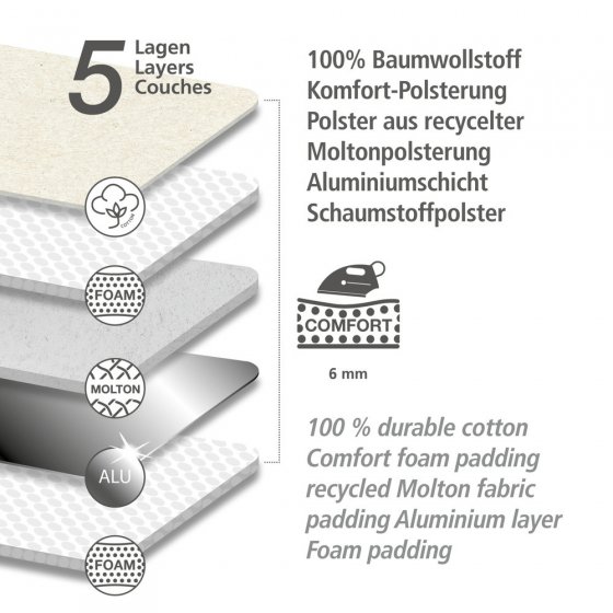 Bügeltischbezug Mod. Air Comfort M, Bügelbrettbezug, 125 x 40 cm 