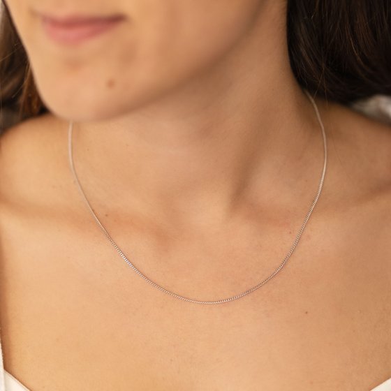 Halskette Silber 925 rhodiniert Panzerkette 42cm lang 