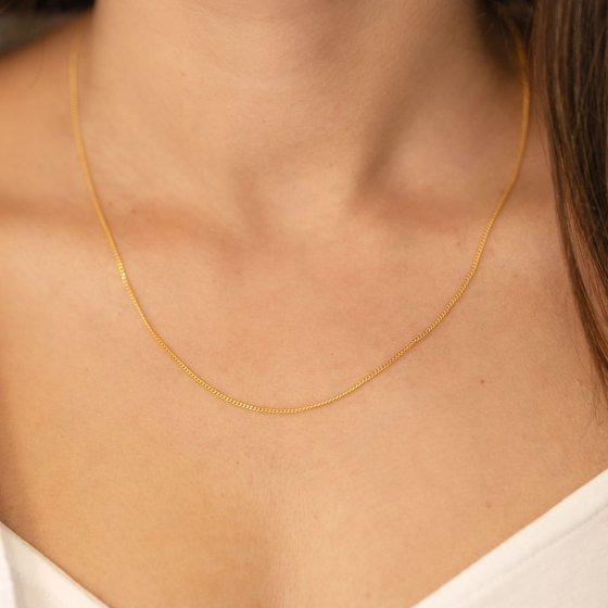 Halskette Silber 925 vergoldet Panzerkette 45cm lang 