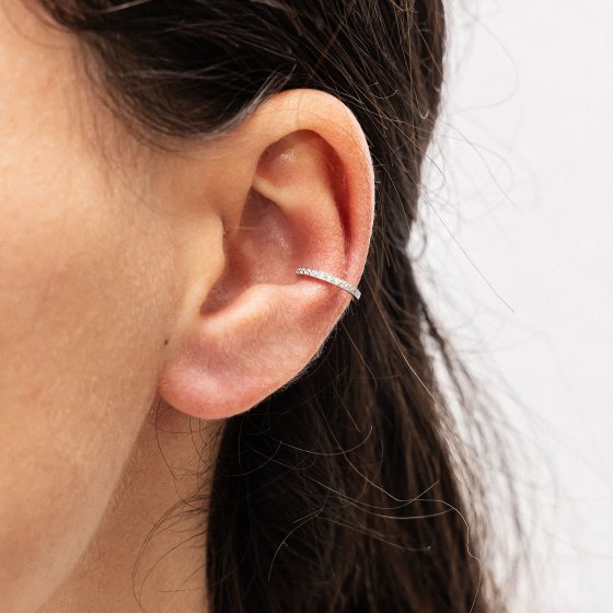 Ohrklemme Silber 925 rhodiniert mit 11x Zirkonia weiß 