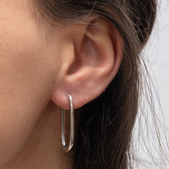 Ohrringe Silber 925 rhodiniert oval 31mm lang 