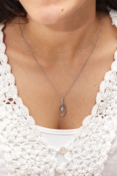 Anhänger mit Kette 925/- Sterling Silber rhodiniert zweifarbig Zirkonia 