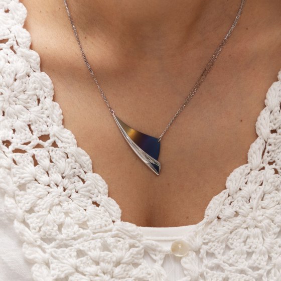 Halskette Edelstahl mit Titan mehrfarbig 43+4cm lang 