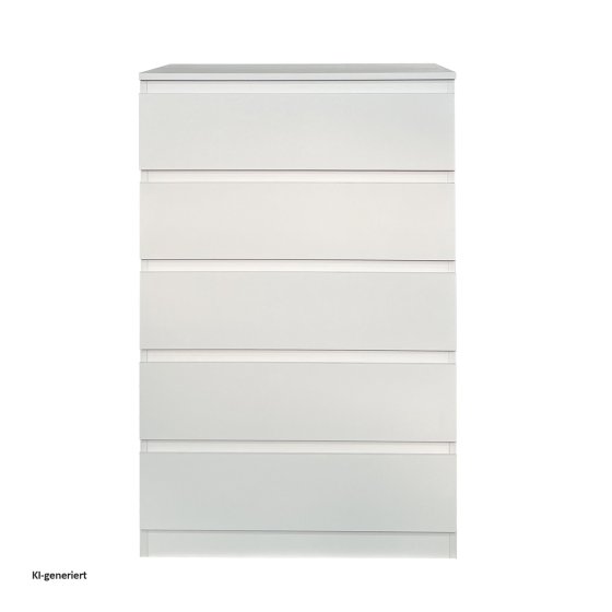 Kommode in weiß mit 5 grifflosen Schubladen Modernes Design und viel Stauraum 