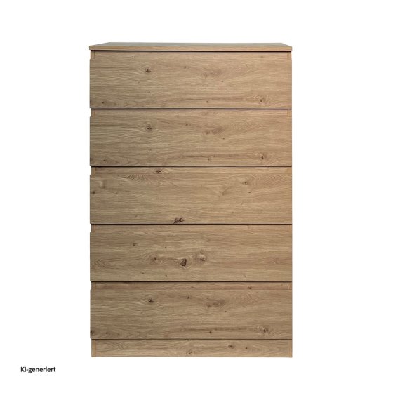 Kommode mit 5 grifflosen Schubladen Artisaneiche Thekla 