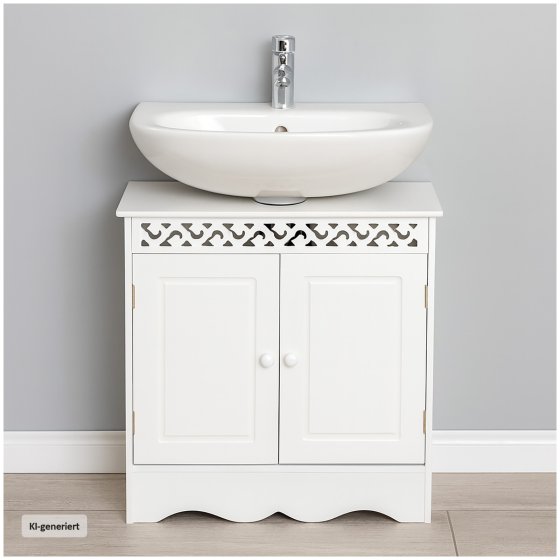Waschbeckenunterschrank Weiß Landhausstil für Bad und Gäste-WC 