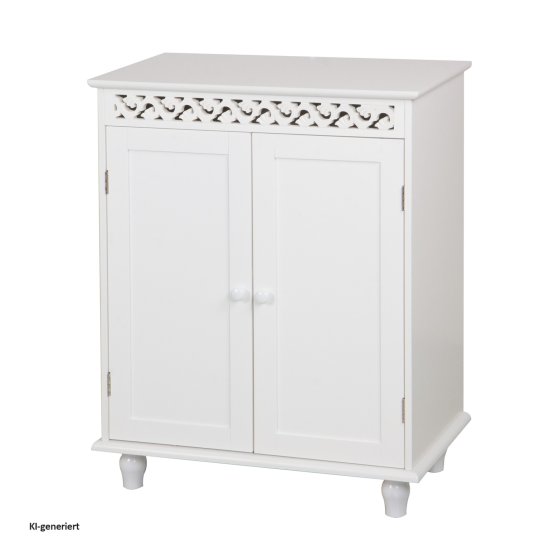 Kommode Mehrzweckschrank Weiß mit Verzierungen im Landhausstil 