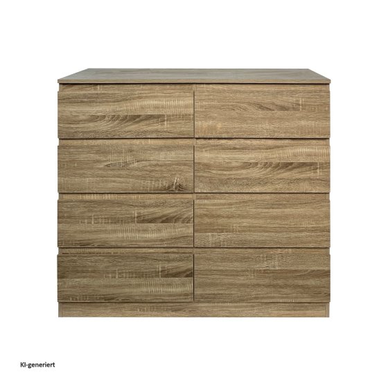 Moderne Kommode mit 8 grifflosen Schubladen Sonoma 