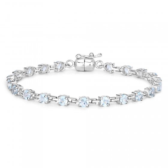 Armband 925-Sterling Silber rhodiniert Blautopas rund 