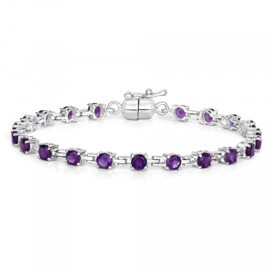 Armband 925-Sterling Silber rhodiniert Amethyst rund 