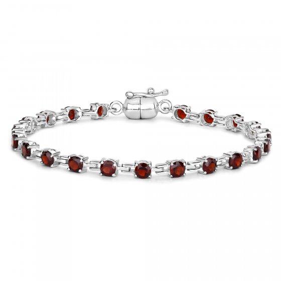 Armband 925-Sterling Silber rhodiniert Granat rund 