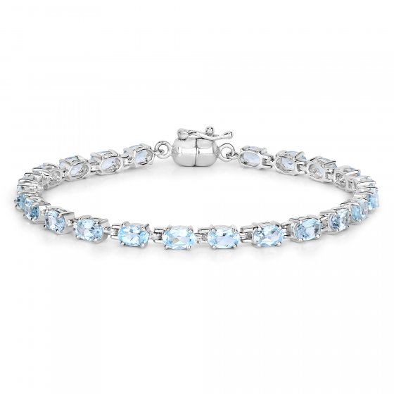 Armband 925-Sterling Silber rhodiniert Blautopas oval 