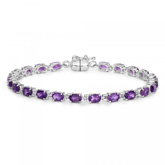 Armband 925-Sterling Silber rhodiniert Amethyst oval 