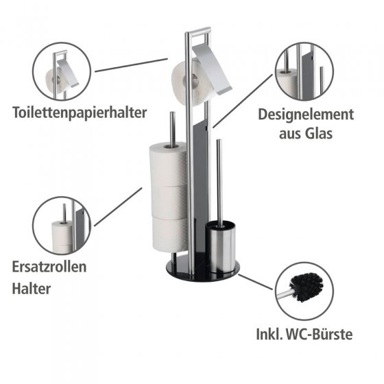 Stand WC-Garnitur Mod. Ravina, Edelstahl matt, mit austauschbarem Bürstenkopf 