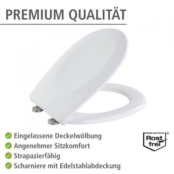 Toilettensitz Mod. Varoni, WC-Sitz mit Absenkautomatik, Schnellbefestigung, aus antibakteriellem, stabilem Duroplast 
