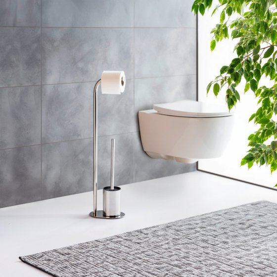 Stand WC-Garnitur Mod. Levante, edelstahl, glänzend, schwarz, 23x63x17 cm, rostfrei und freistehend 