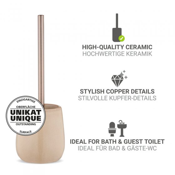 WC-Garnitur Mod. Sirmione, beige, keramik, edelstahl, 40x10.5 cm, mit schwarzem Bürstenkopf 