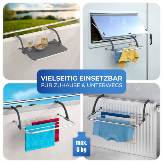 Balkon-Hängetisch 2in1, nutzbar als Wäschetrockner 