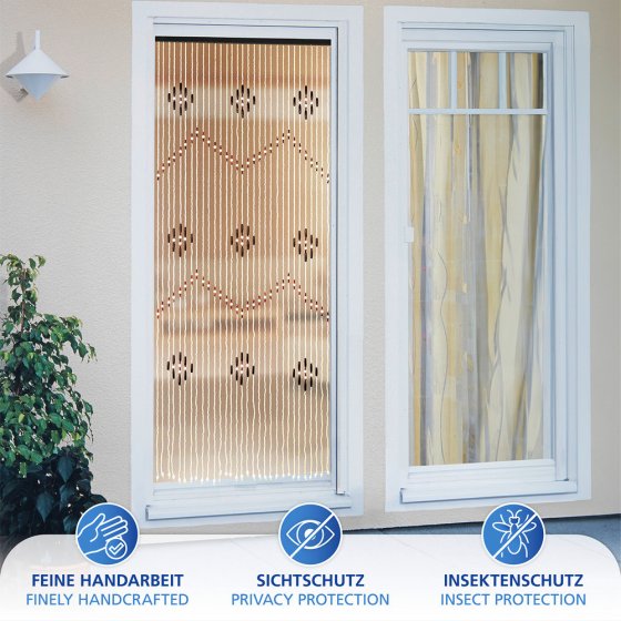 Vorhang Mod. Holzperlen, mehrfarbig, Holz/Bambus, 90x200 cm, 31 Stränge aus Ahornholzperlen 