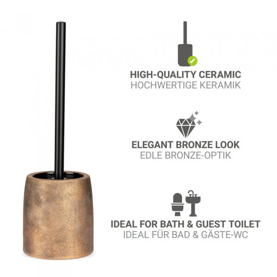 WC-Garnitur Mod. Tremea, bronze, keramik, schwarz, Ø11.5x37.5 cm, inklusive Edelstahl-Bürstenhalter 