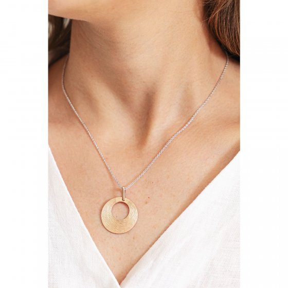 Halskette Silber 925 rosé-vergoldet 42+3cm lang mit diamantierter Oberfläche 