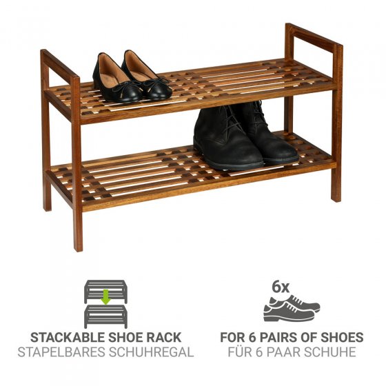 Schuhregal Mod. Fondi, aus massivem Akazienholz 