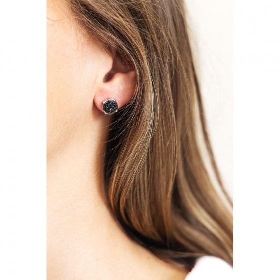 Ohrringe Silber 925 rhodiniert mit schwarzen Zironia-Steinen 