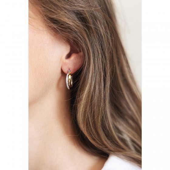 Ohrring 925 Silber 2farbig mit Zirkoniasteinen 