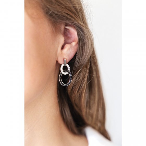 Ohrringe Silber 925 rhodiniert mit Zirkonia-Steinen weiß und schwarz 