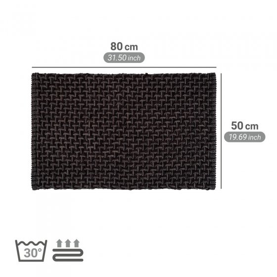 Badteppich Mod. Ecoli, schwarz-anthrazit, Polyester/Baumwolle, 50x80 cm, rutschfest beschichtet, schnelltrocknend 