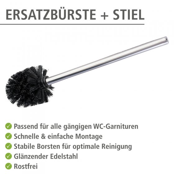 Toilettenbürste mit Edelstahlstiel, 4er Set, WC-Ersatzbürste, 4er Set, Ø 8 cm 