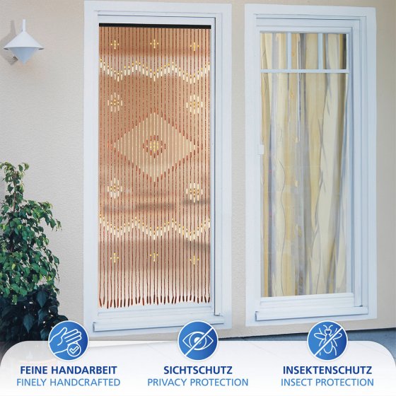 Bambusvorhang Rhombus, mehrfarbig, holz, 90x200 cm, 31 Stränge aus Ahornholz 