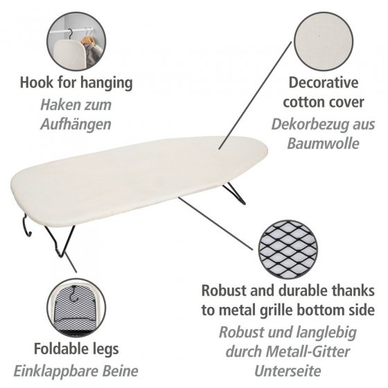 Tischbügelbrett Mod. Leona, Beige, platzsparend verstaubar 