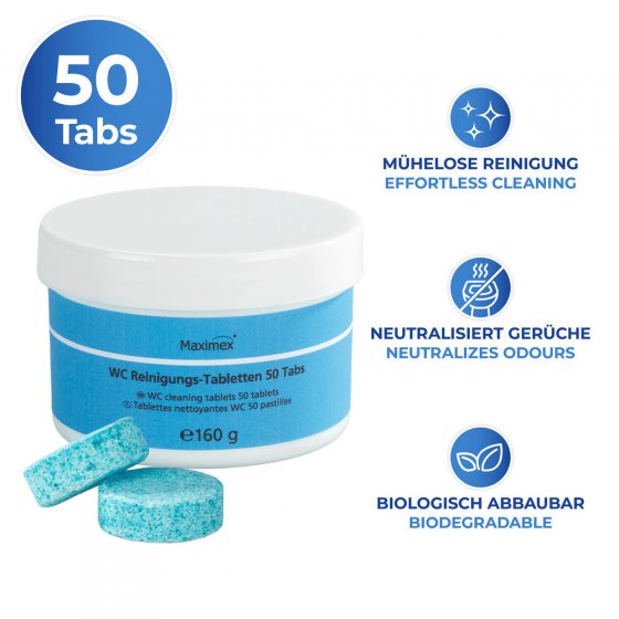 WC-Reinigungstabletten, 50er Set, stark gegen Urin, Kalk, Rost und Verfärbungen 