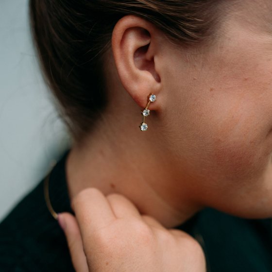 Ohrstecker 925 Silber vergoldet Zirkonia weiß 