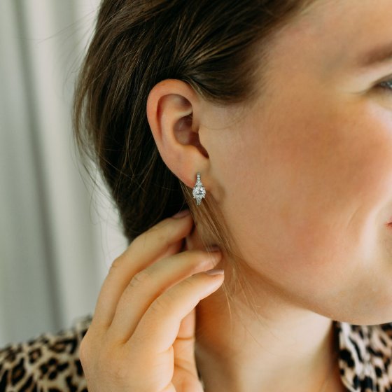 Ohrstecker 925 Silber rhodiniert Zirkonia weiß 