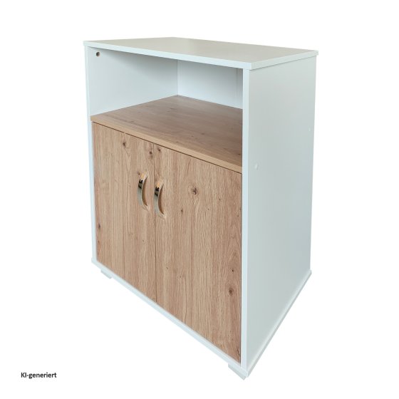 Küchenschrank Blanca Weiß mit Türen in Artisaneiche 