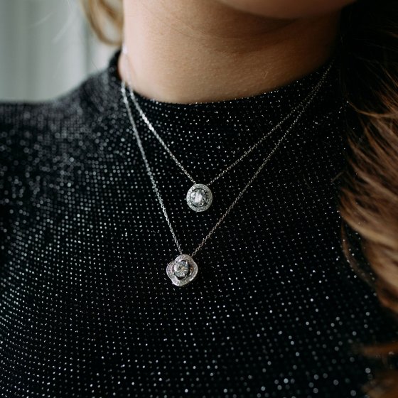Anhänger mit Kette 925 Silber rhodiniert Zirkonia weiß 