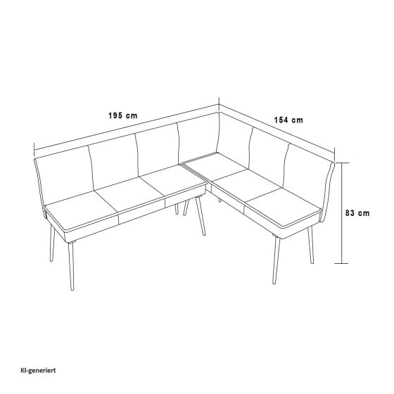 Eckbank 195 x 154 cm Mesilla Gelb kurzer Schenkel rechts 