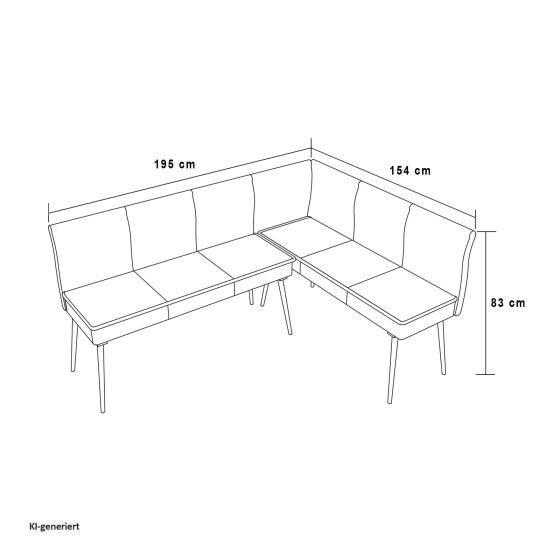 Eckbank 195 x 154 cm Mesilla Blaugrau kurzer Schenkel rechts 