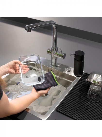 Spül-Set Mod. Empire Schwarz, inkl. 2 Mikrofasertücher Migro, Fassungsvermögen Spender: 250 ml 