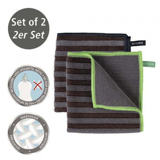 6-teiliges Spül-Set, 2 Mikrofasertücher, 2 Spülschwämme, Silikon-Spül-, und-Flaschenbürste 
