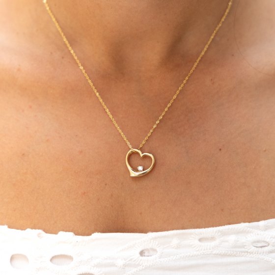 Halskette Gold 333 Herz Motiv Zirkonia weiß 