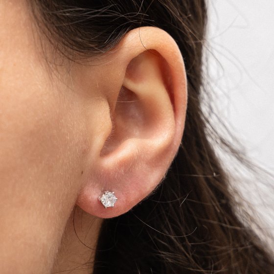 Ohrringe Silber 925 rhodiniert mit weißen Zirkonia-Steinen 