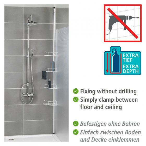 Teleskop-Eckregal Mod. Dolcedo Weiß matt, aus rostfreiem Edelstahl 