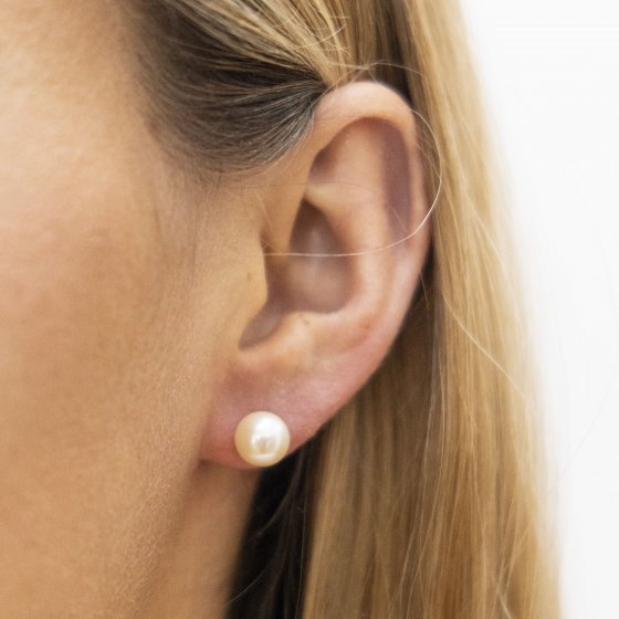 Ohrstecker Gold 375 mit weißer Perle 8-8,5mm 