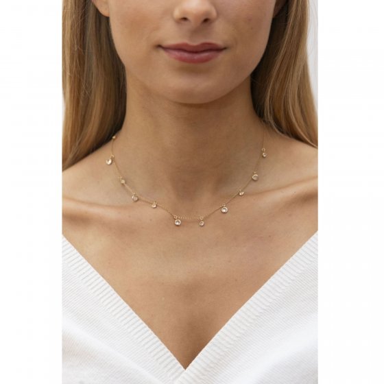 Halskette Silber 925 vergoldet mit Zirkonia weiß 